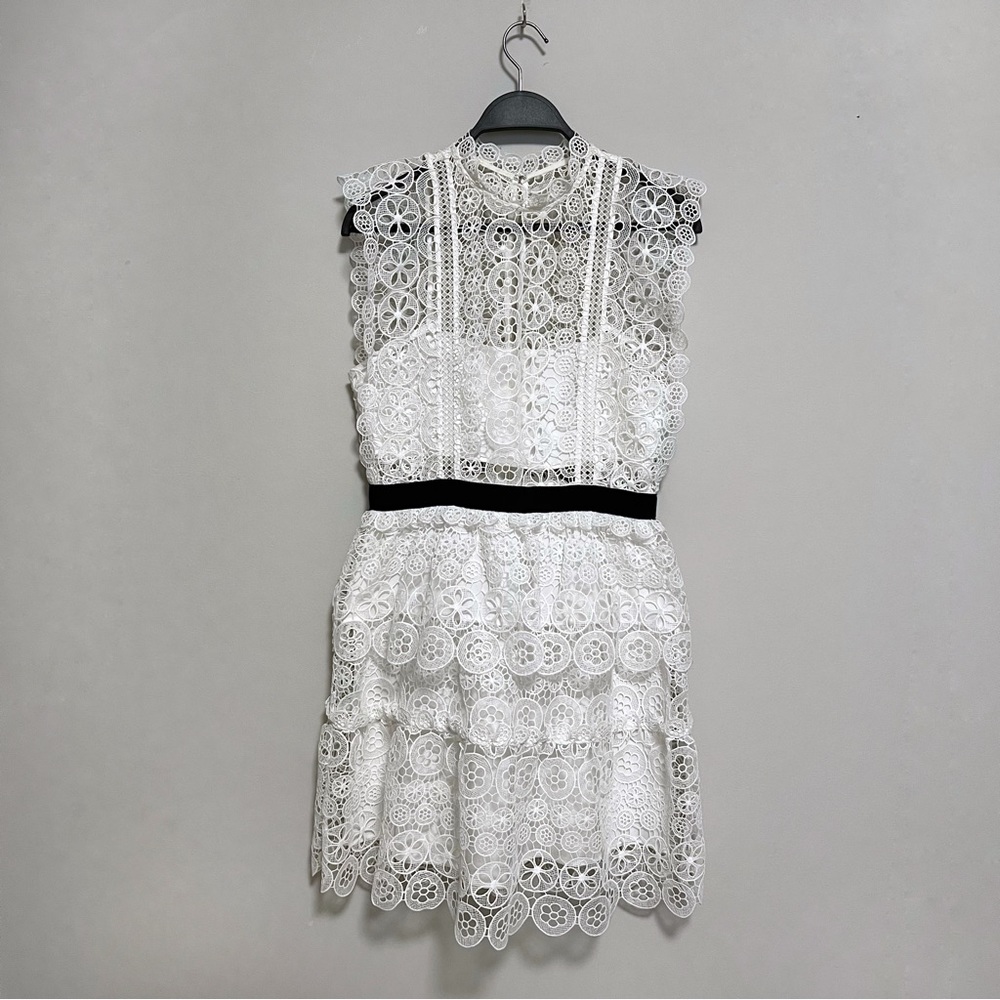 Self Portrait White Lace Cocktail Dress